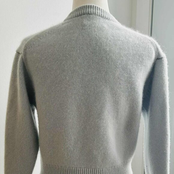 Wilfred Ice Blue Pure Cashmere Crewneck Sweater with Ribbed Hem – US XS - Picture 7 of 10